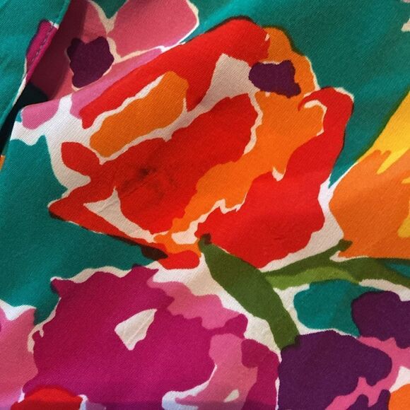 Vintage Gold Label Victoria's Secret Green Floral Top Medium - Picture 6 of 8